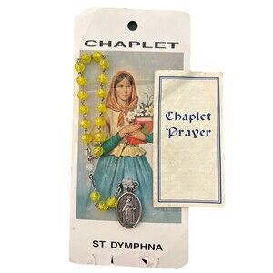 Vintage St. Dymphna Prayer Card Chaplet Prayer & Patroness Rosary Necklace